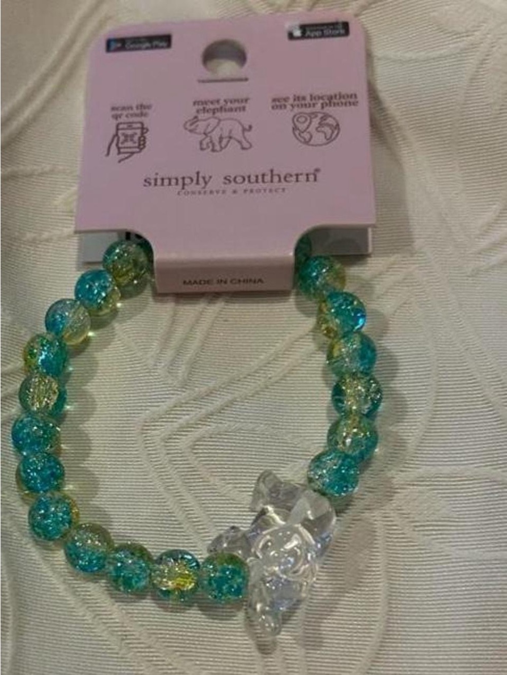 TEAL AND YELLOW SIMPLY SOUTHERN TRACKER ELEPHANT JEWELRY BRACELET